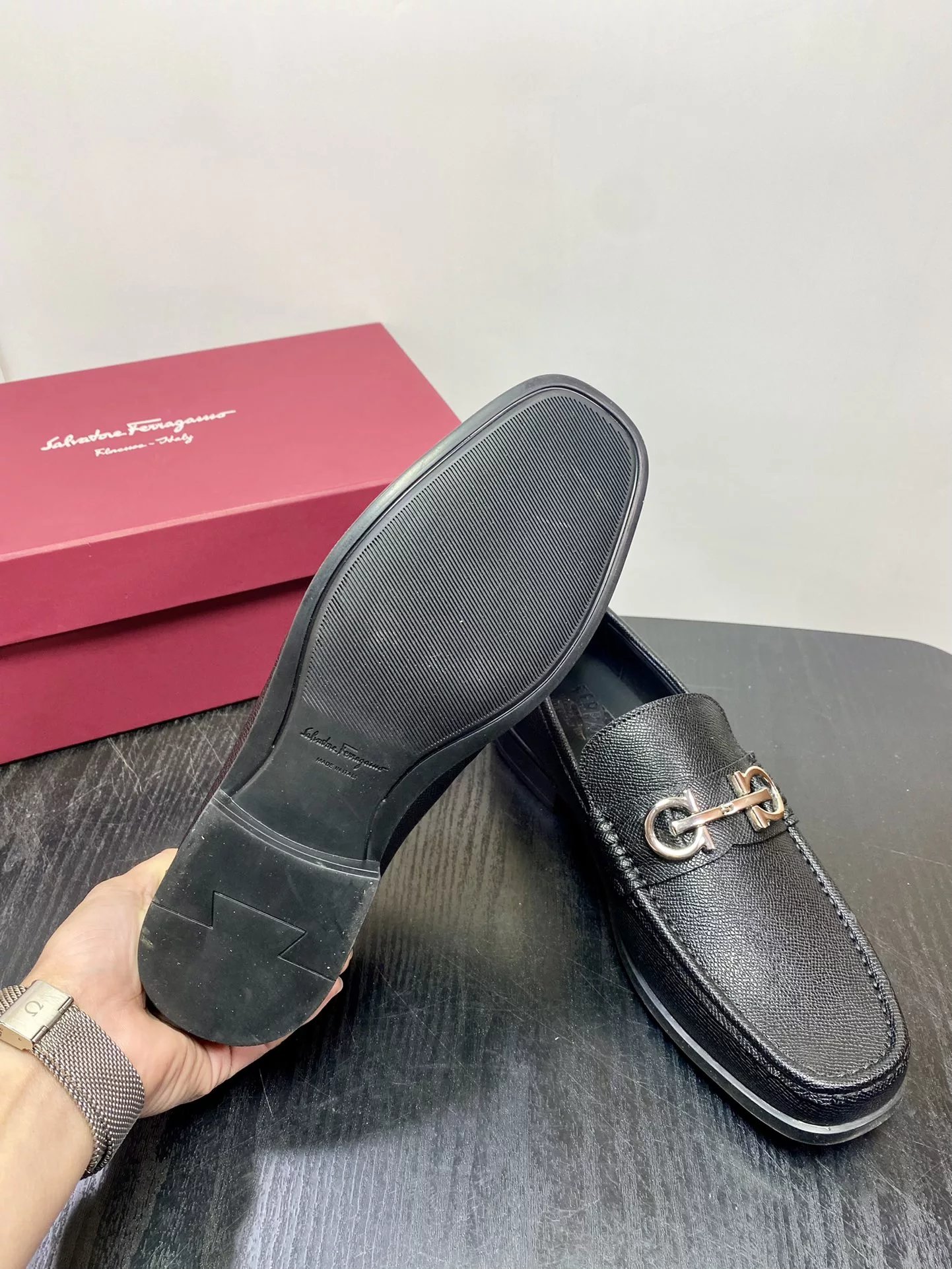 Salvatore Ferragamo Gancini Loafer Black Leather Loafers - 14