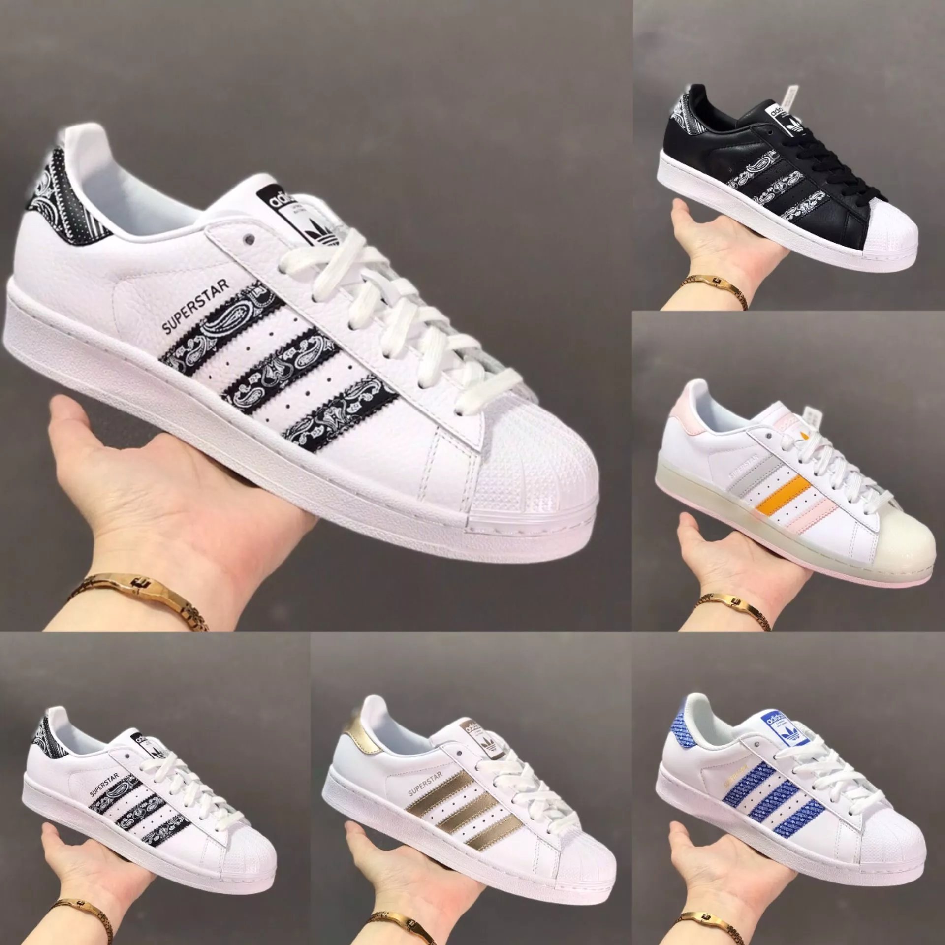 Adidasi阿迪/达斯三叶草Superstar 全头层皮贝壳头运动板鞋超软蓝底休闲板鞋时尚情侣鞋休闲鞋校园情侣鞋包邮