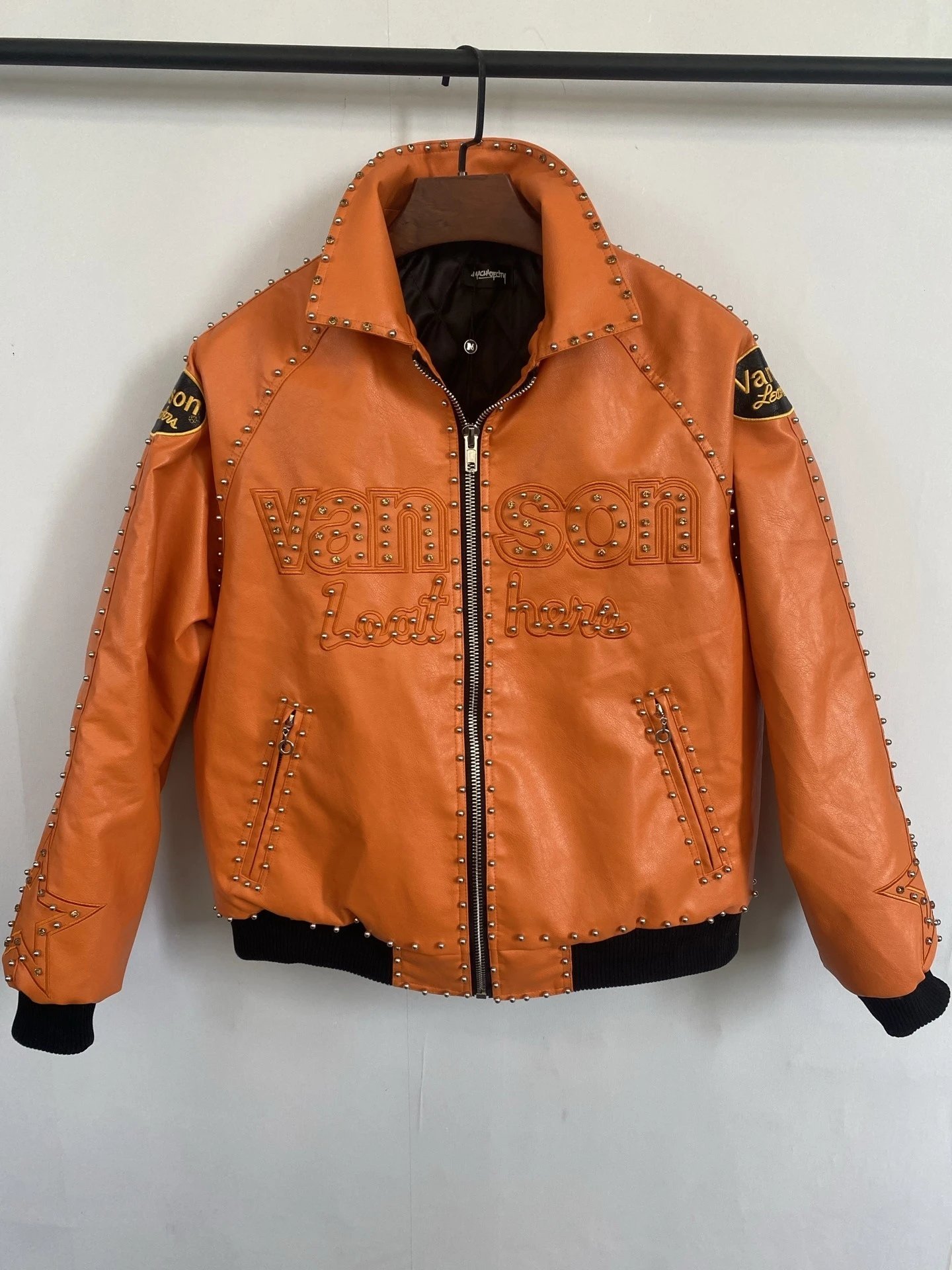 Junya Watanabe Vanson Leather Jacket Studded Orange