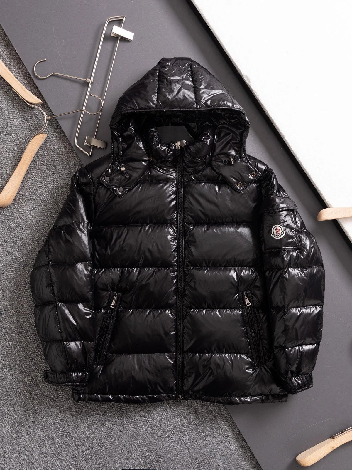 Moncler Maya Hooded Down Jacket Black