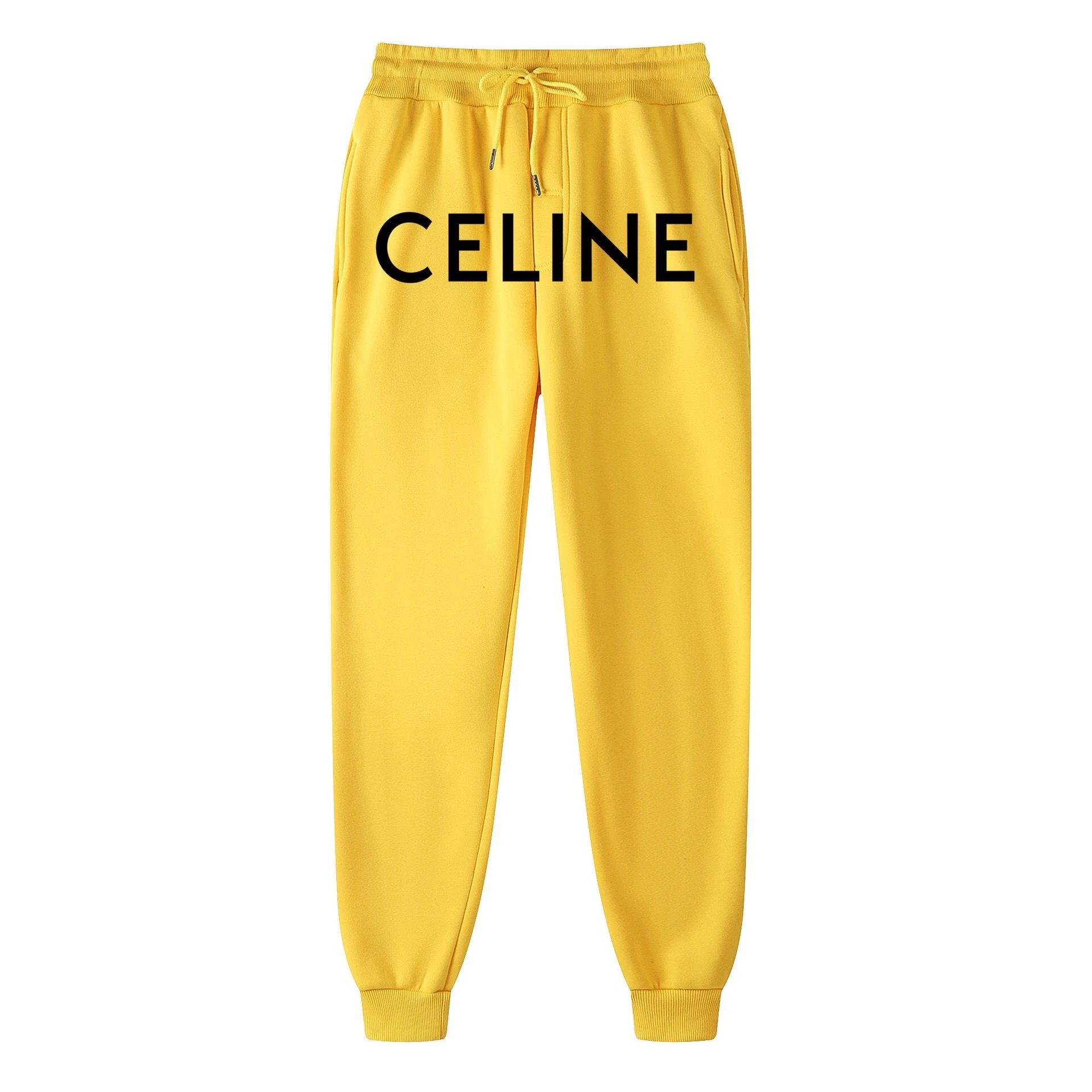 Celine Sweatpants Loose Logo Yellow