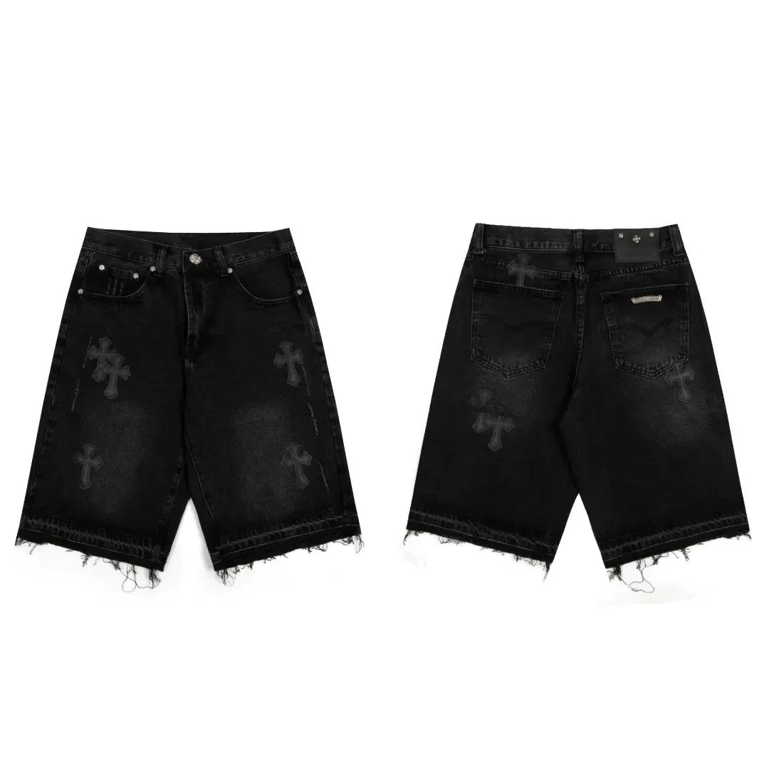 Chrome Hearts KLX Denim Shorts Cross Patch Black
