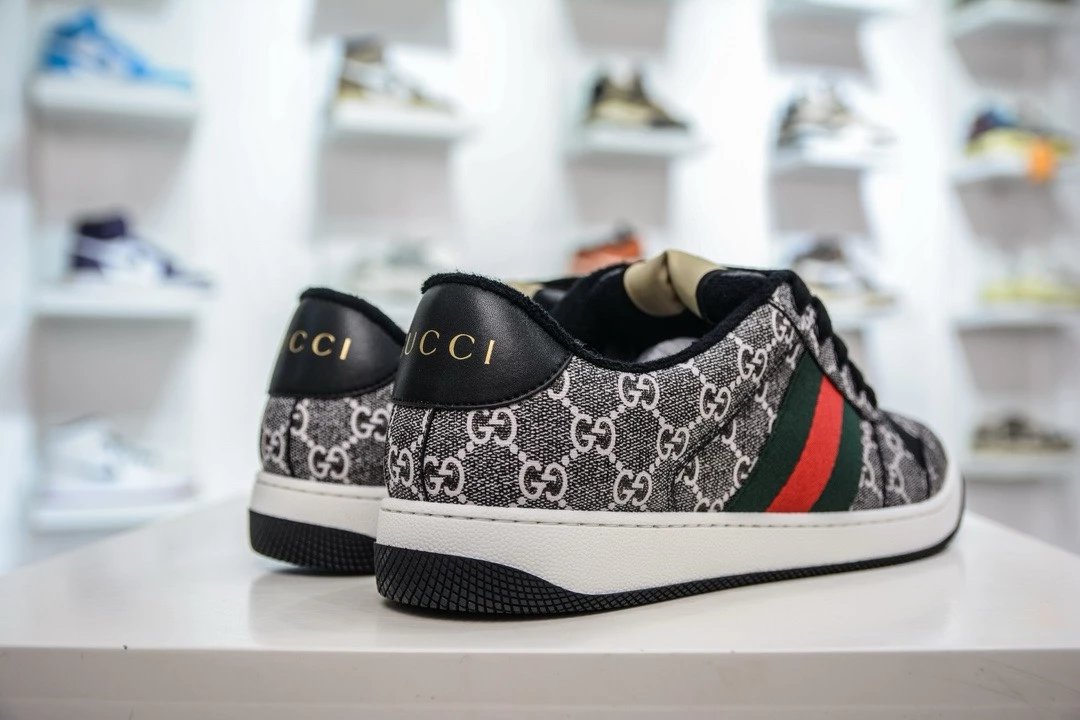 Gucci Ace GG Print Sneakers Black White Green Red - 7