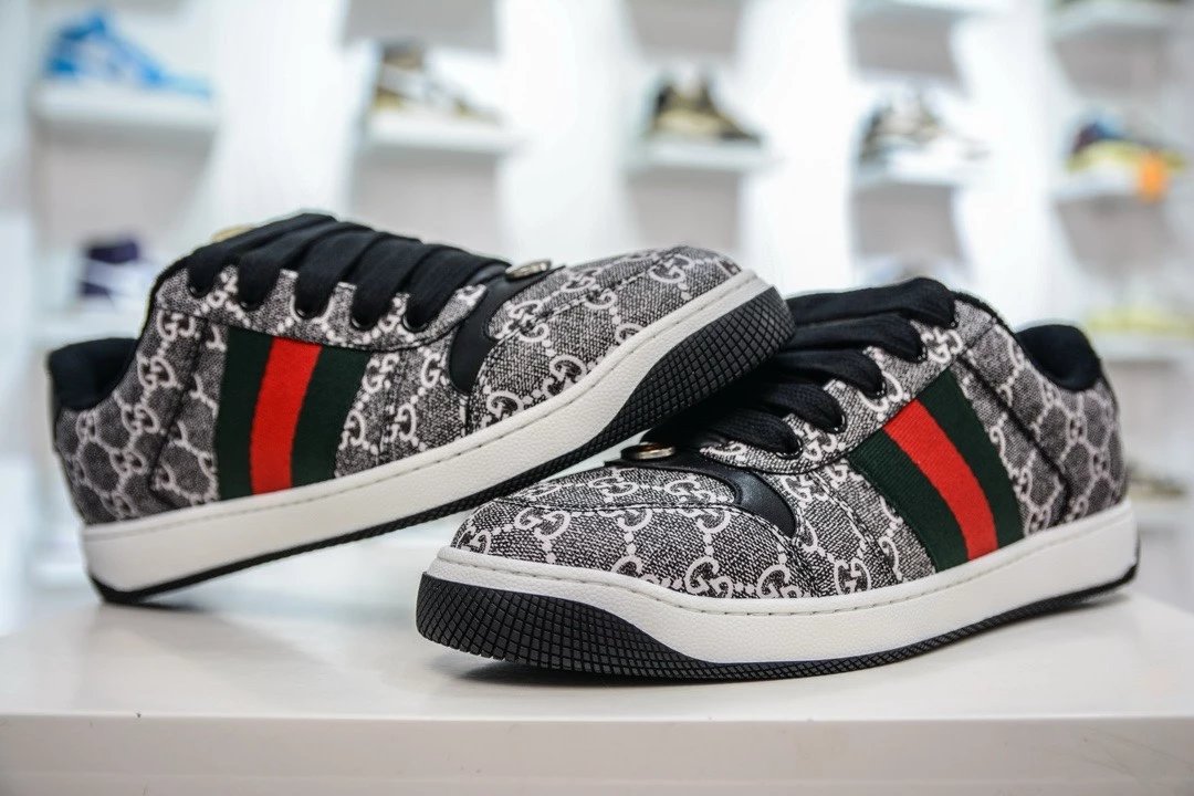 Gucci Ace GG Print Sneakers Black White Green Red - 5
