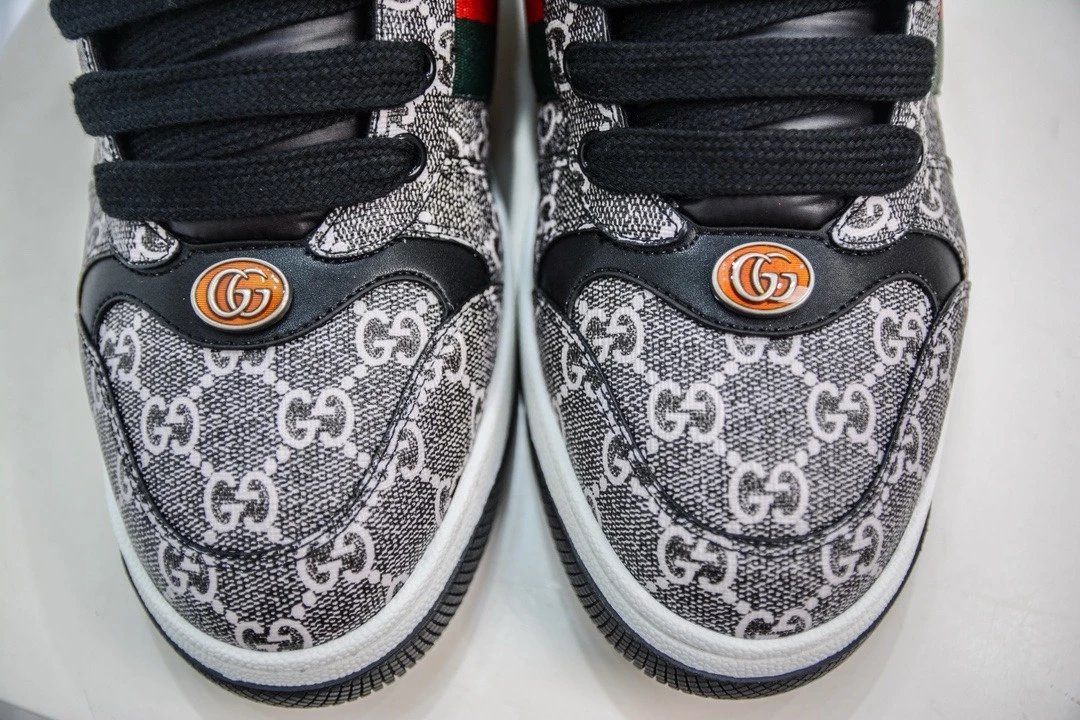 Gucci Ace GG Print Sneakers Black White Green Red - 10