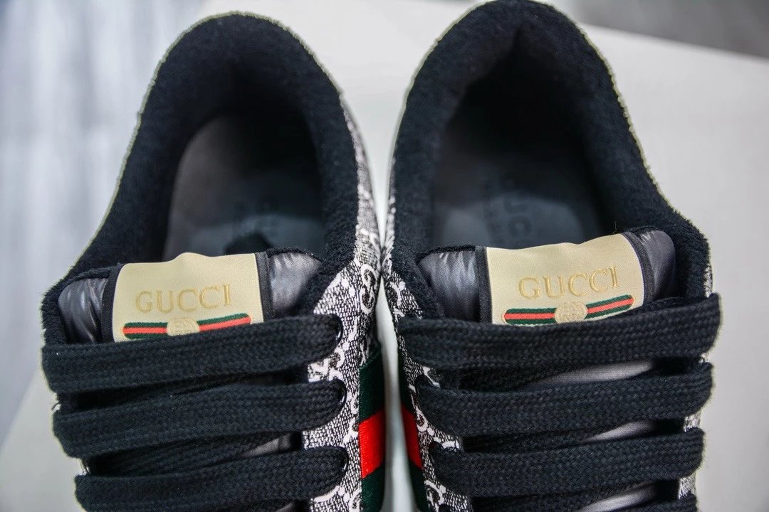 Gucci Ace GG Print Sneakers Black White Green Red - 9