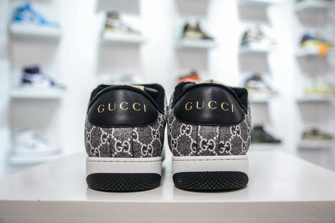 Gucci Ace GG Print Sneakers Black White Green Red - 3