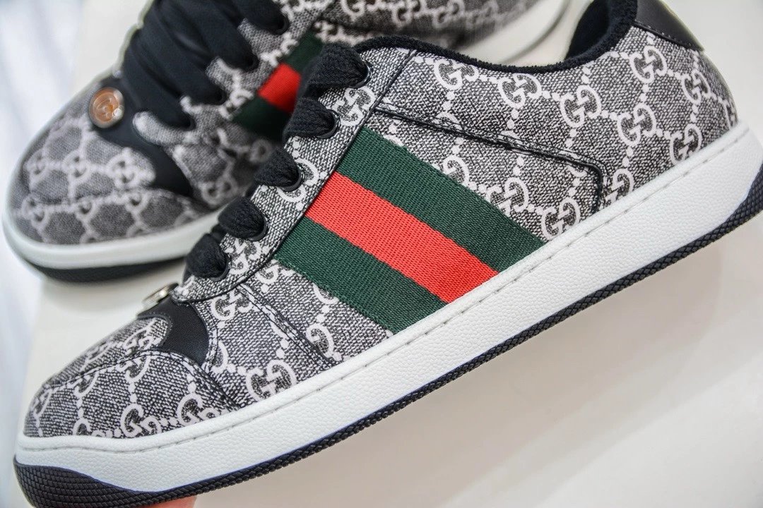 Gucci Ace GG Print Sneakers Black White Green Red - 8