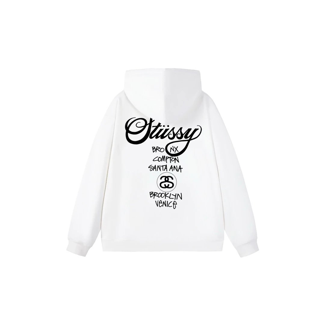 White Stussy Graphic Hoodie