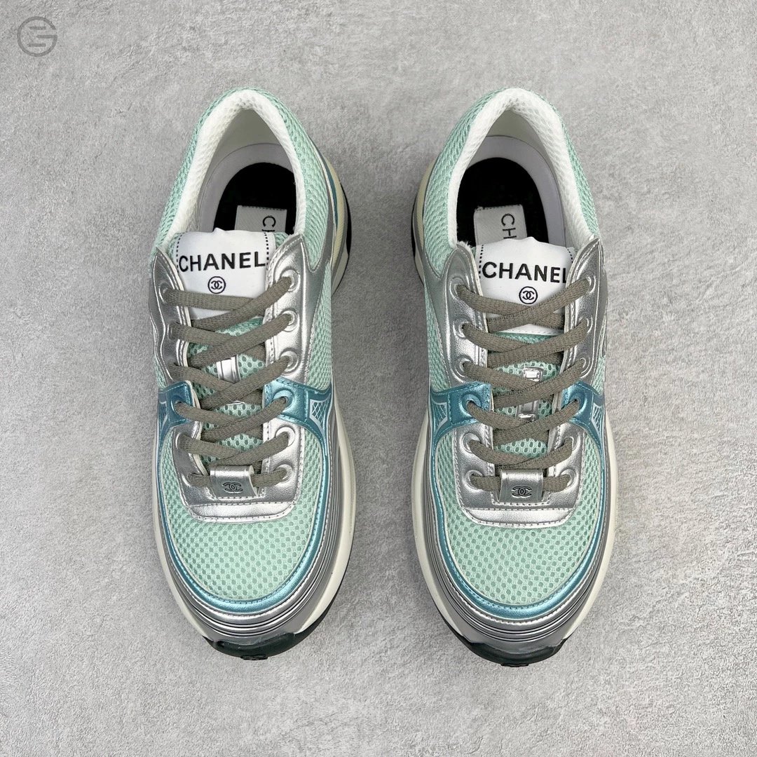 Chanel Runway Sneakers Orange and Brown Mesh Leather Chunky Sneakers - 30
