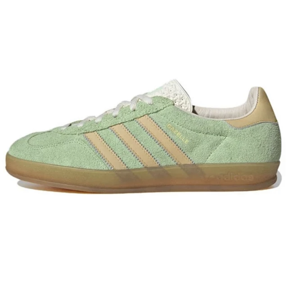 Adidas Originals Gazelle Indoor — Suede matcha green rice white raw rubber colorway — USFans Spreadsheet photo