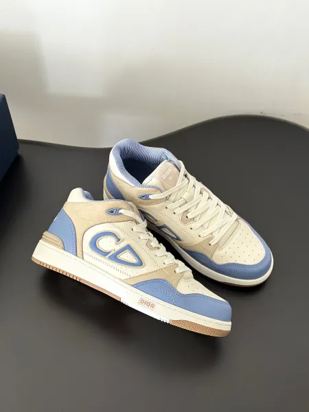 Dior B27 Low Beige and Blue Sneakers - 1