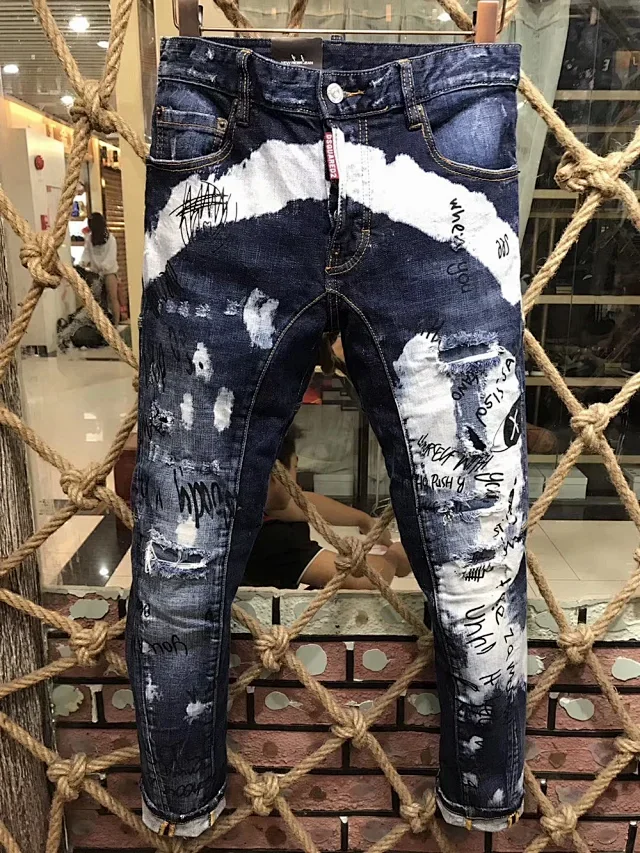 Dsquared2 Jeans Distressed paint-splatter slim-fit product detail image 13