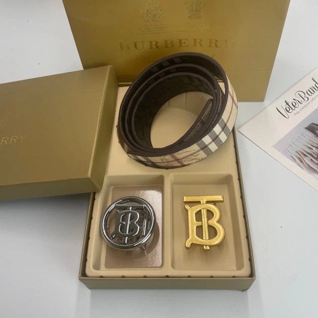 Burberry TB Monogram Check Belt Black - 5