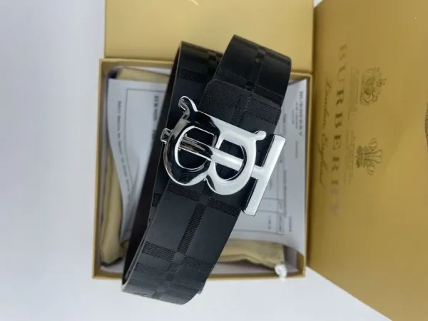 Burberry TB Shield Belt Black Check Canvas Belt - 1