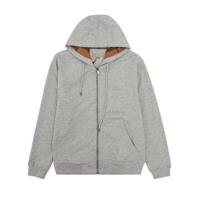 Burberry Hoodies & Sweatshirts Zip-Up Hoodie with Check-Lined Hood product detail image 2