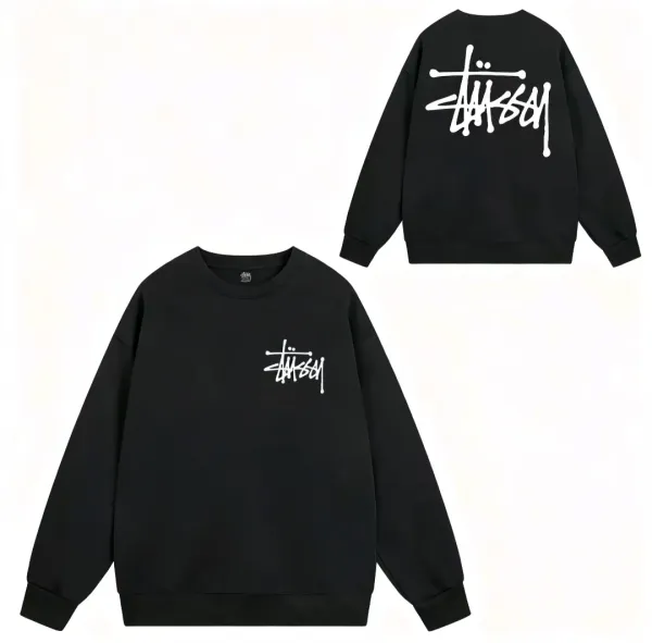 Stussy Classic Logo Crewneck Black Hoodie - 1
