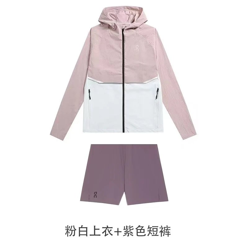 Pink and white top+raspberry purple shorts