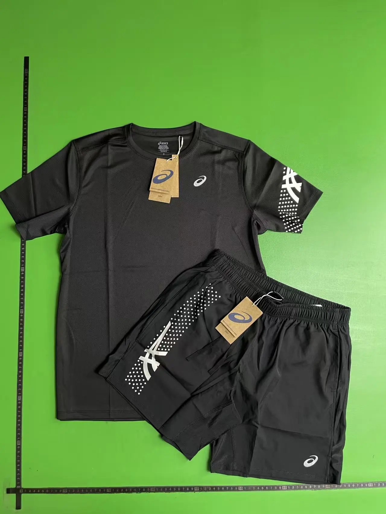 A-S-I-C-S High Version 2026 European and American Men's Summer Sports Fast Drying Breathable Simple Leisure Round Neck T-shirt Shorts Set