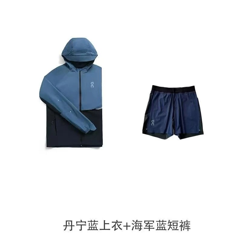 Denim blue top+navy blue shorts