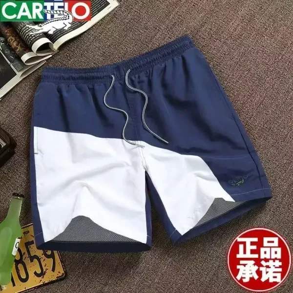 Cartelo Color-Block Swim Shorts Navy and White - 1