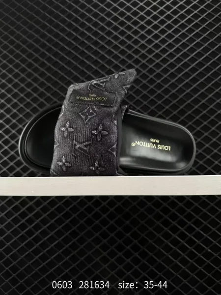 Louis Vuitton Monogram Denim Slide Sandals Black - 1