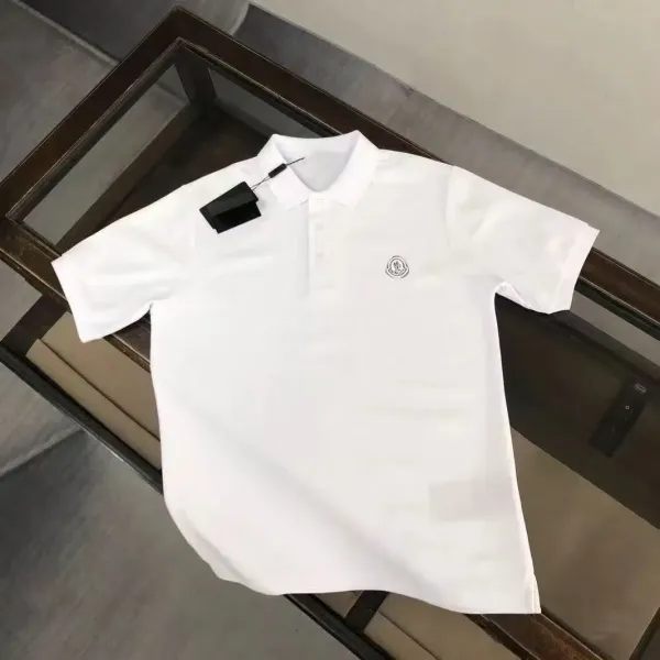 Moncler Logo Embroidered White Polo - 1