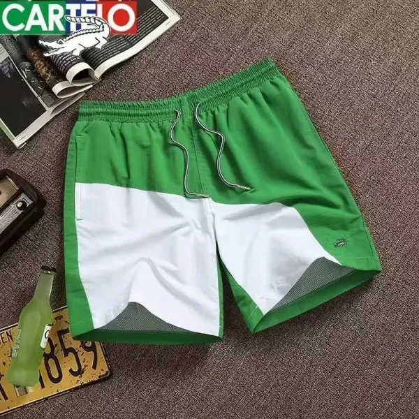 Cartelo Color-Block Swim Shorts Green and White - 1