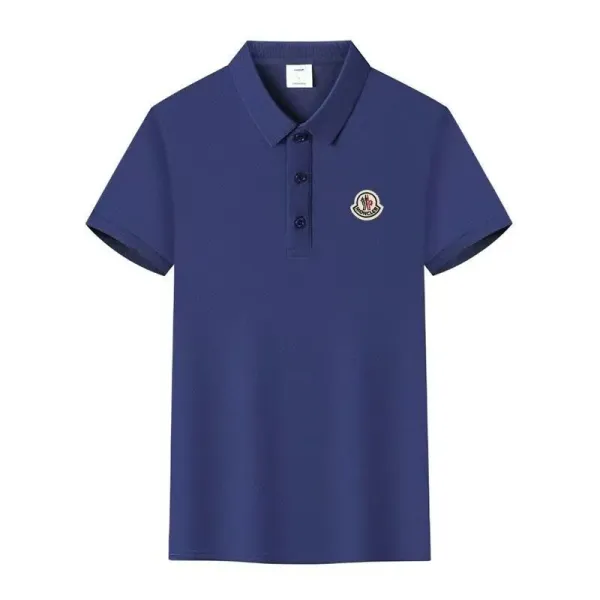 Moncler Logo Embroidered Navy Polo - 1
