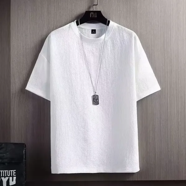 Design Textured Cotton T-Shirt White T-Shirt - 1