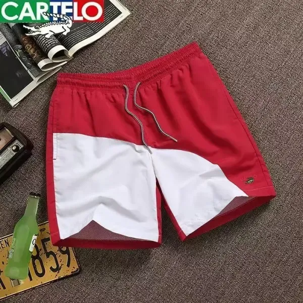 Cartelo Color-Block Swim Shorts Red and White - 1