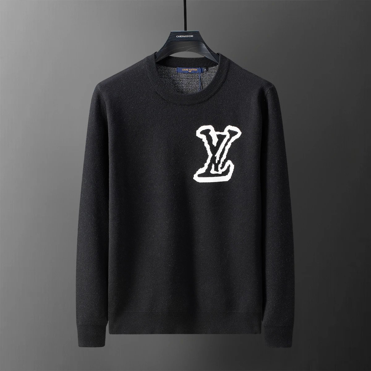 Louis Vuitton Crewneck Sweater Wavy LV Intarsia Black