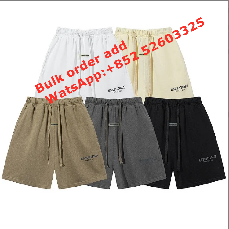 New American style double line ESSENTIALS reflective shorts men's season five quarter pants high street loose unisex trendy