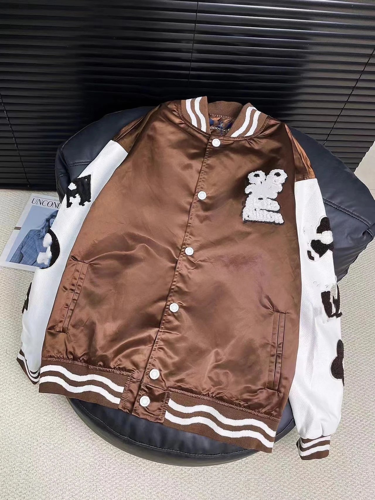 Louis Vuitton Crystal-Embellished Varsity Jacket Black - 7