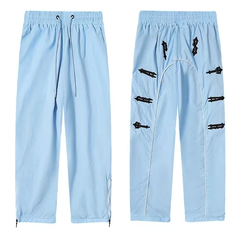 Corteiz Track Pants Black with Gold Stripe and Logo - 12