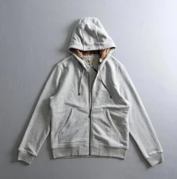 thumbnail for Cotton zip-up hooded cardigan sweatshirt