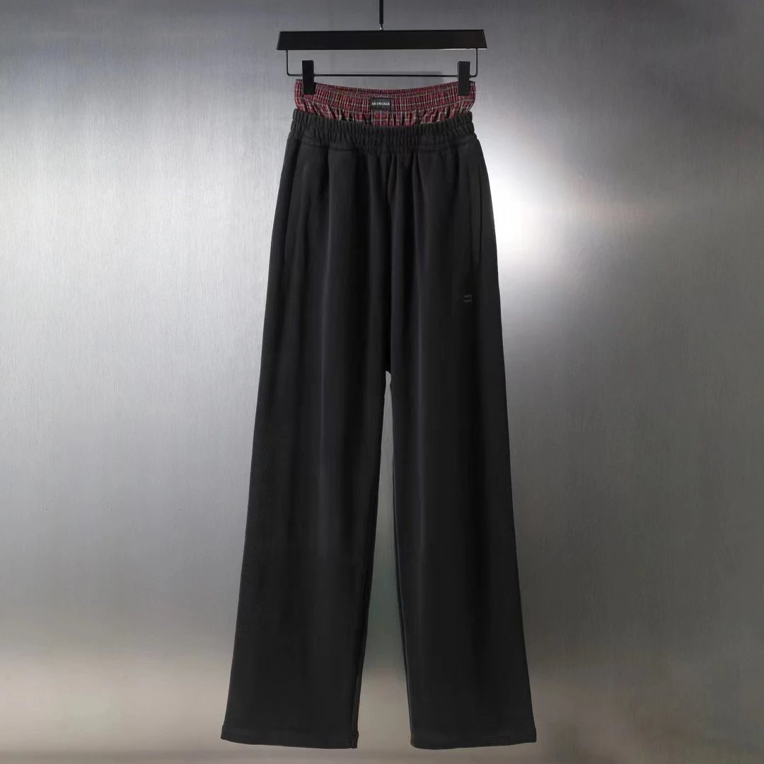 BAZENGA — Category: Double-Layer Plaid, Wide-Leg Casual Sweatpants - rep spodnie