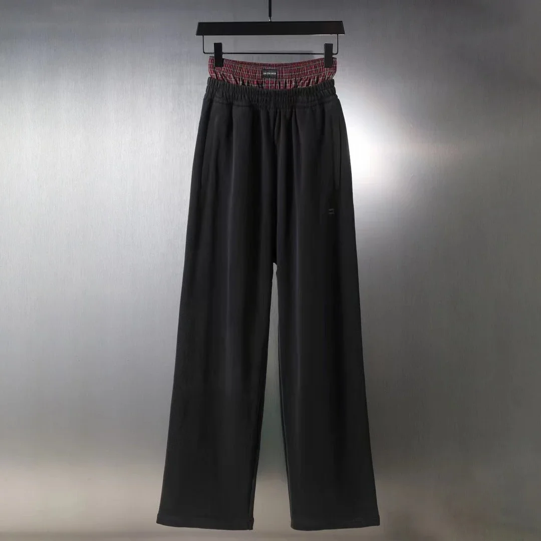 BAZENGA — Category: Double-Layer Plaid, Wide-Leg Casual Sweatpants