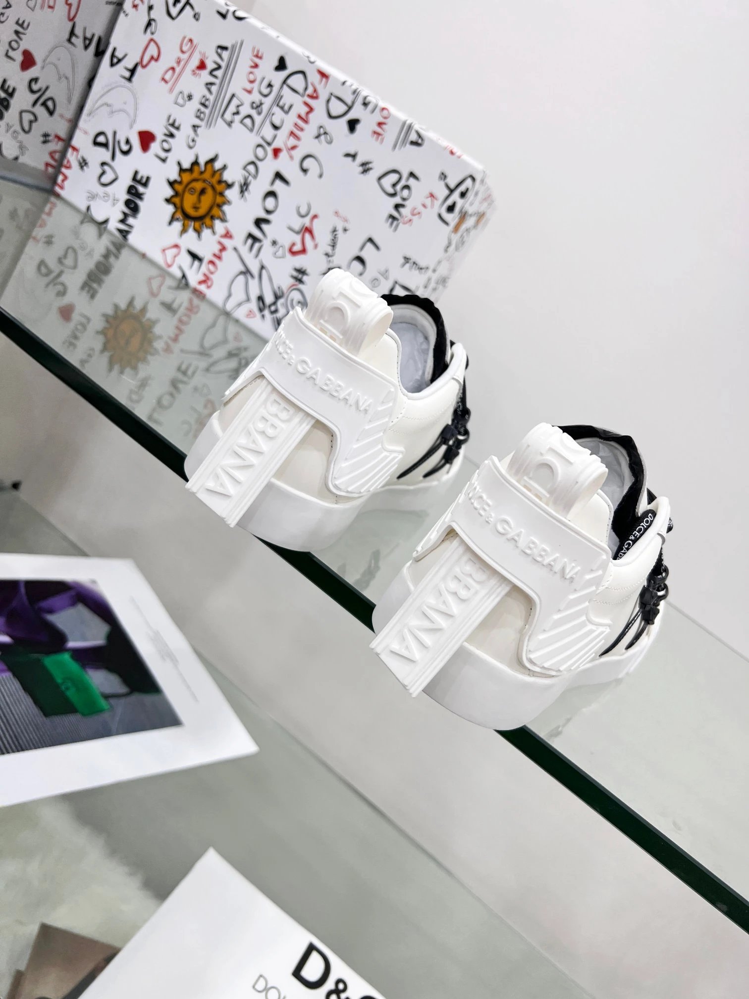 Dolce & Gabbana DG Biker Sneakers White Black - 4