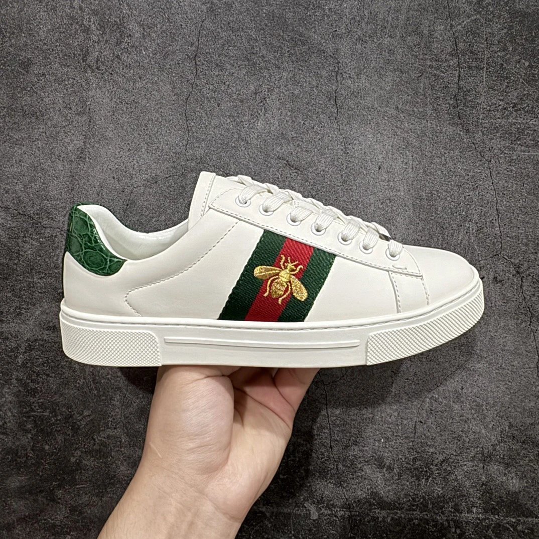 Gucci Ace Low-Top White Red Green Web Stripe Sneakers - 6
