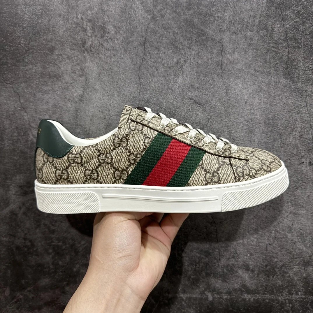Gucci Ace Low-Top White Red Green Web Stripe Sneakers - 3