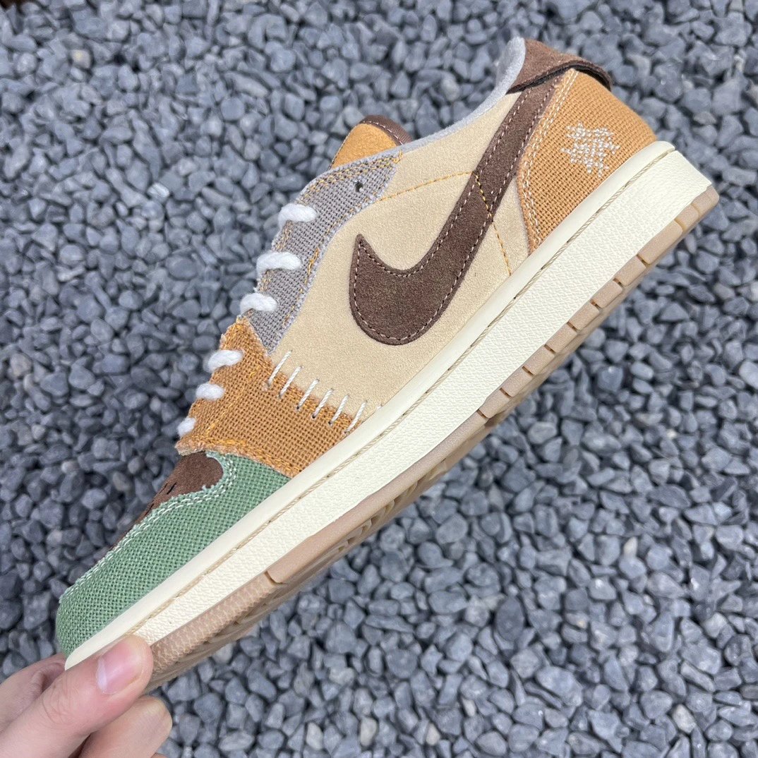 Nike Air Jordan 1 Low 'Moss' Patchwork Sneakers - 7