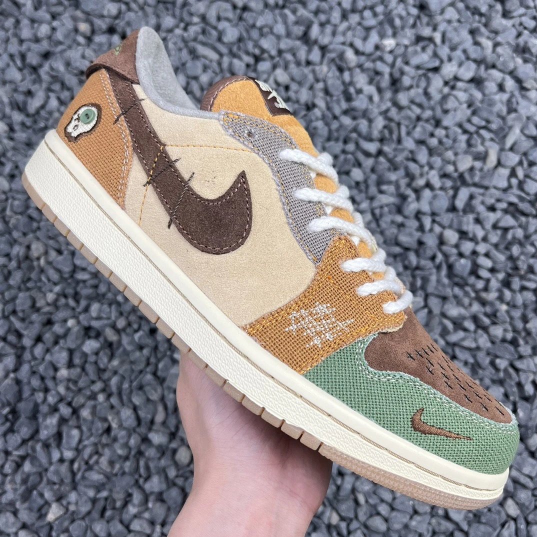 Nike Air Jordan 1 Low 'Moss' Patchwork Sneakers - 3