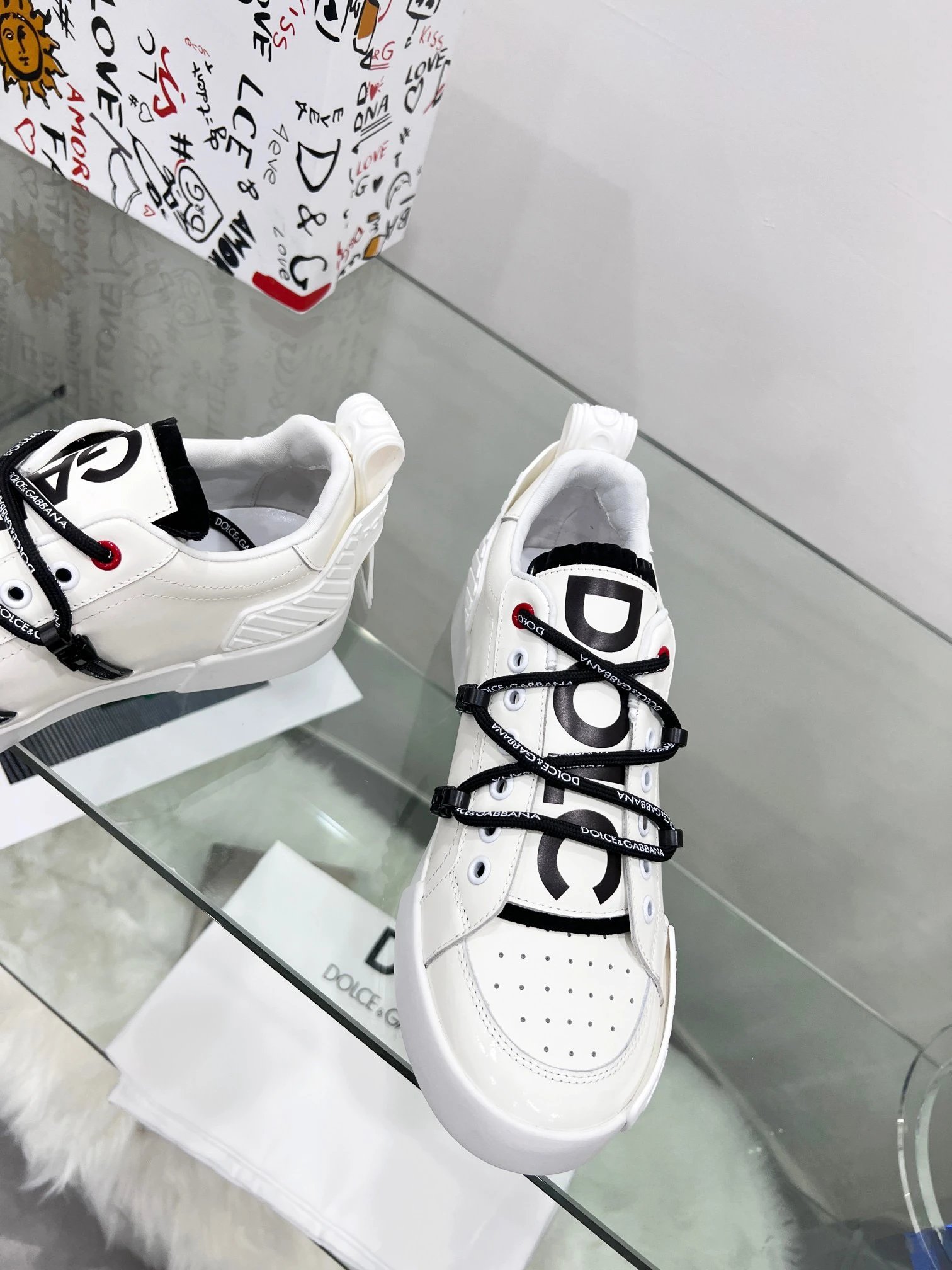 Dolce & Gabbana DG Biker Sneakers White Black - 6