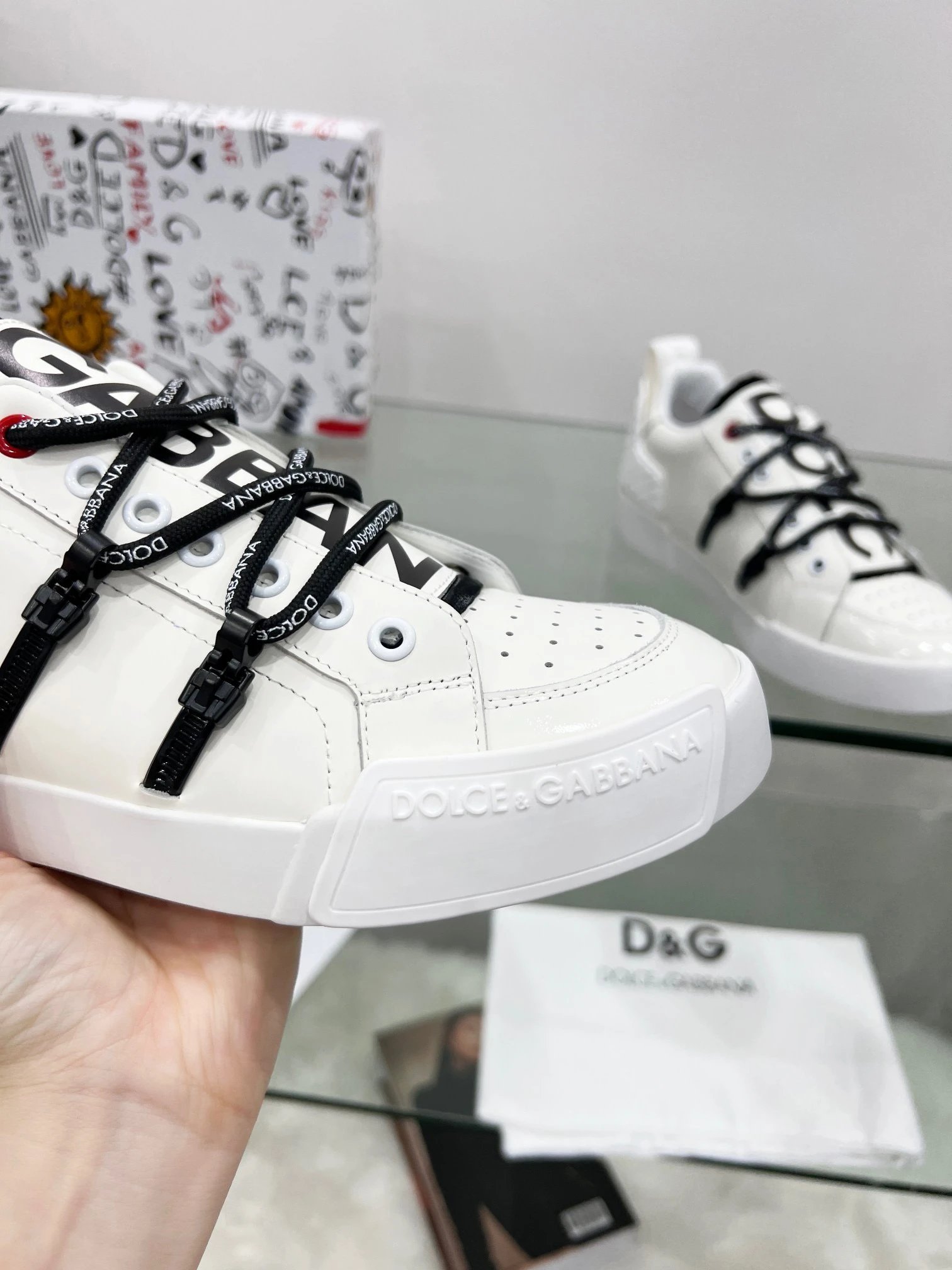 Dolce & Gabbana DG Biker Sneakers White Black - 7