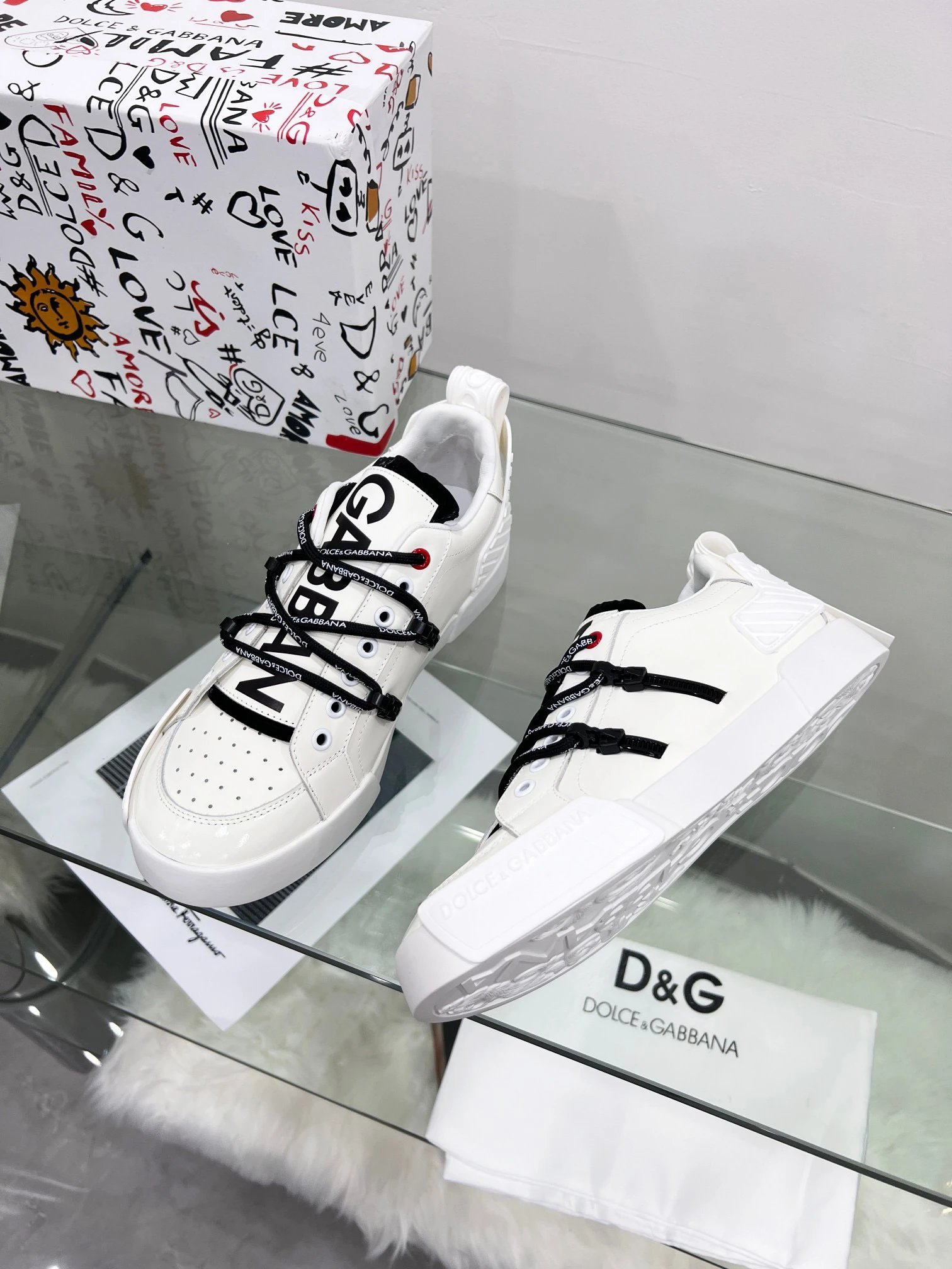 Dolce & Gabbana DG Biker Sneakers White Black - 5