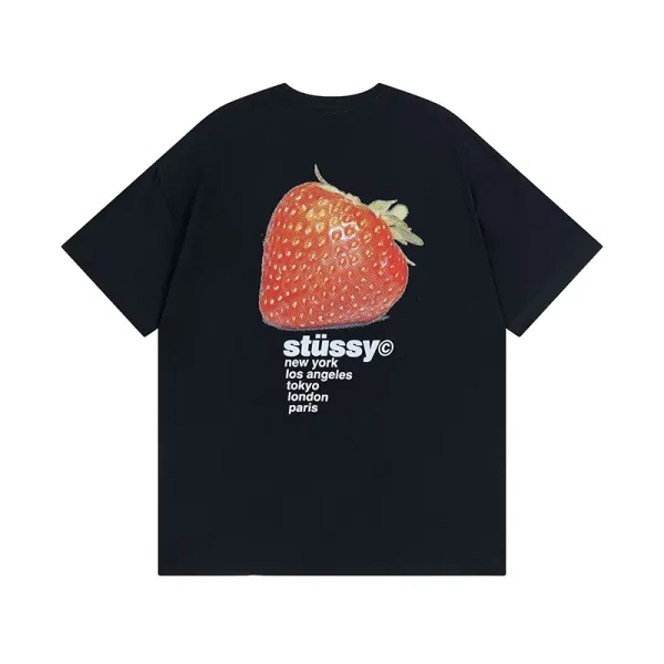 Stüssy Strawberry Graphic T-Shirt Black/White/Navy - 2