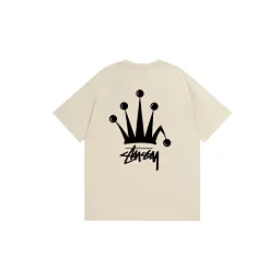 thumbnail for Stussy crown print? Cylinder short sleeve T-shirt high version with perfect detail Cylinder Tee on both sides without stitching