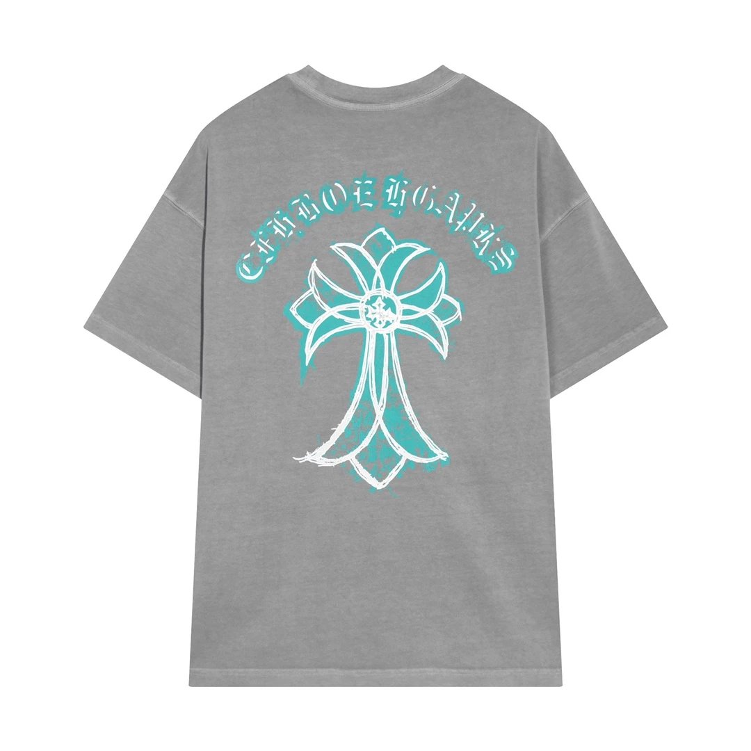 Chrome Hearts Gray Cross Print Cotton T-Shirt