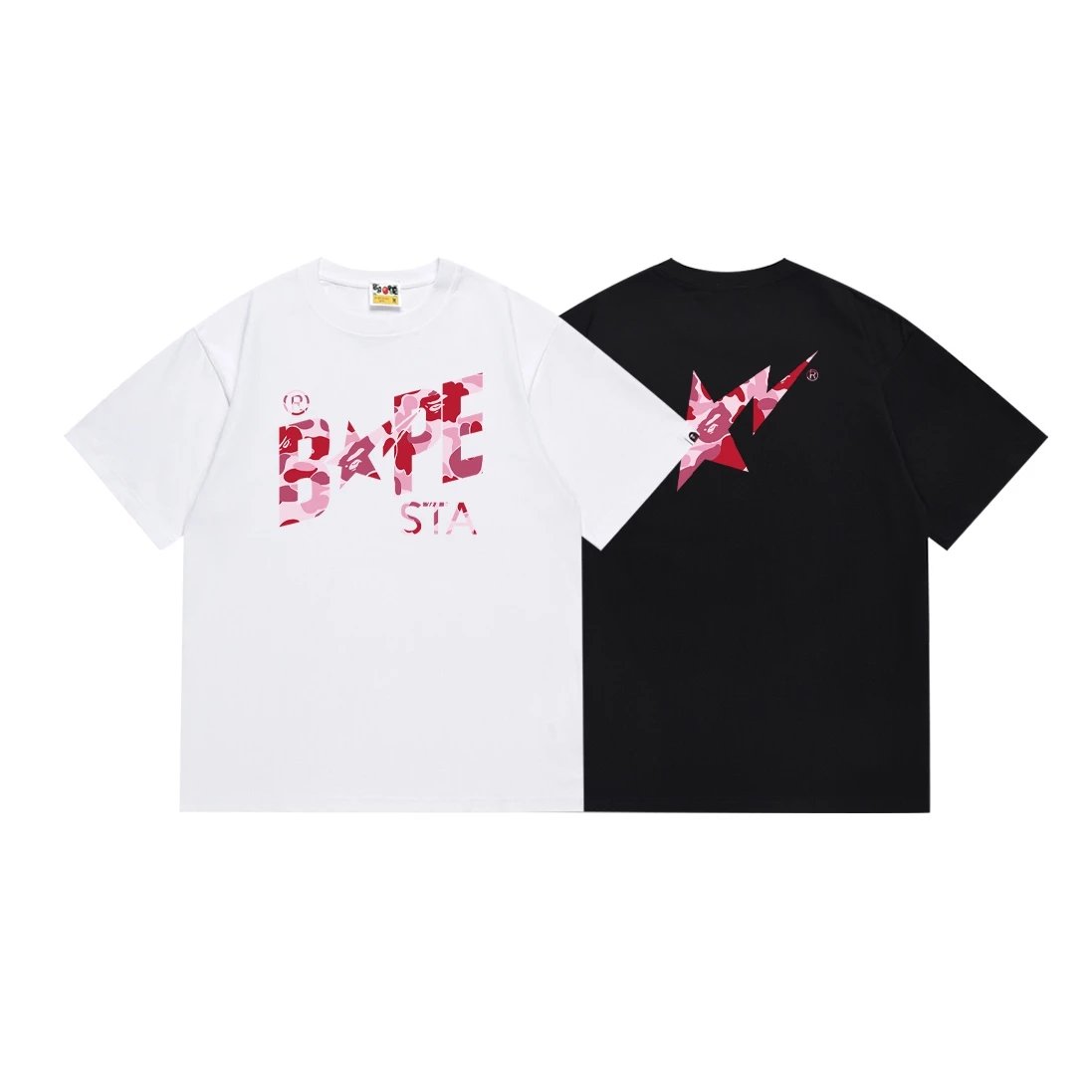 BAPE Camo Star Logo Letter Print Short Sleeve T-Shirt